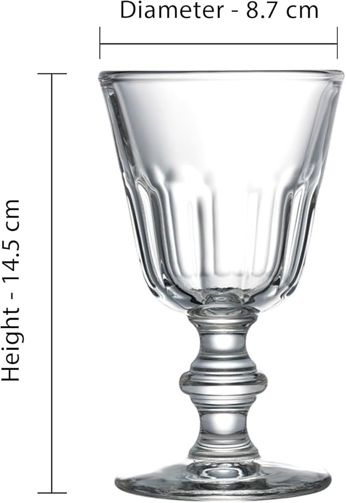 La Rochere Perigord Glass Water Glasses Set of 6 – Classic French Water Cups with Faceted Ribbed Silhouette – Pressed Glass Tumblers on Stem for Juice, Iced Beverages & Everyday Entertaining (7.4 Oz)