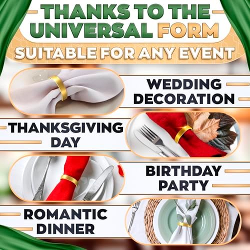 Gold Napkin Rings Set of 10, Modern Semicircle Holders for Weddings - Image 5