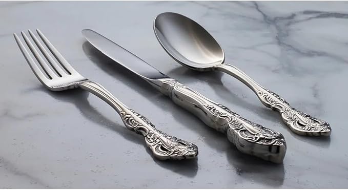 TWEE Luxury Fine Silverware Set for 8 Flatware Set 40 Pieces Relief Sculpture Openwork Design Elegant Tableware Set 18/10 Stainless Steel Cutlery Set Utensil Sets for Home Restaurant Dishwasher Safe