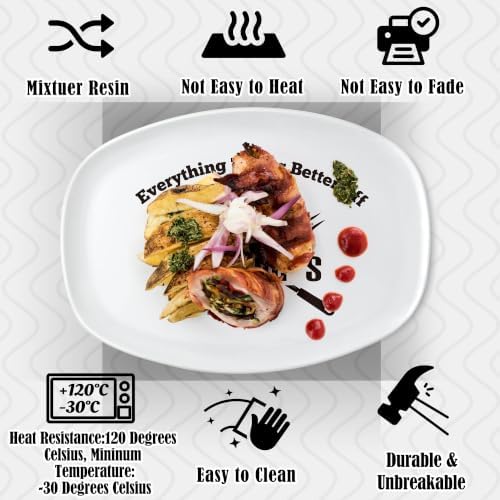 R HORSE Melamine Grill Platter Gift, BBQ White Oval Serving Tray Plate - Image 4