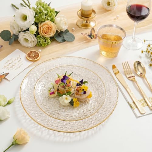 DaYammi 175PCS Gold Glitter Plastic Dinnerware Set for 25 Guests - Image 5