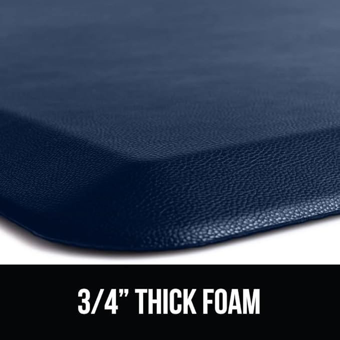 GORILLA GRIP Comfortable Cushioned Kitchen Mats for Floor, 58x20, Waterproof and Stain Resistant Soft Top, 3/4 Inch Thick Ergonomic Standing Desk Anti Fatigue Mat, Foam Supports Ankles and Feet, Navy