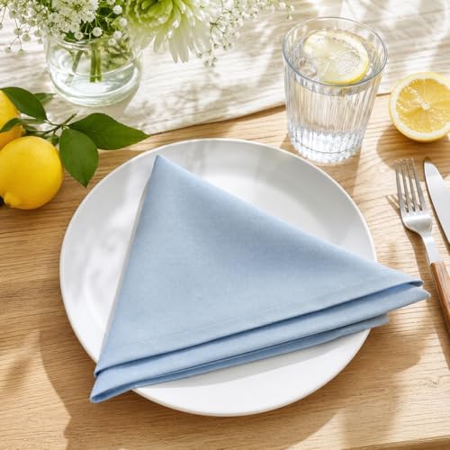 Cloth Napkins Set of 8,18 x 18 inch,Washable,Soft, Wrinkless (Powder Blue) - Image 4