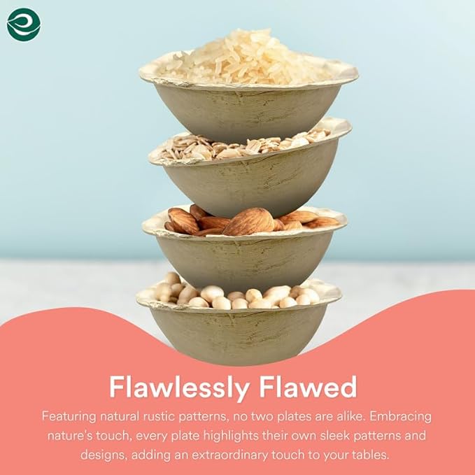 ECO SOUL 100% Compostable, Biodegradable, Disposable Palm Leaf Bowls |6 inch, 16oz, pack of 50 (Round) | Like Bamboo Bowls, Eco-friendly | Sturdy, Microwave & Oven Safe