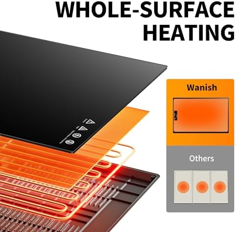 Electric Warming Tray,L 22"x14",Tempered Glass Warming Mat for Food,Black - Image 7