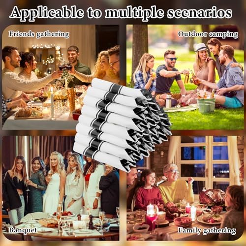 Supernal 120pack Pre Rolled Black Plastic Silverware Set Disposable (Pack of 2) - Image 5