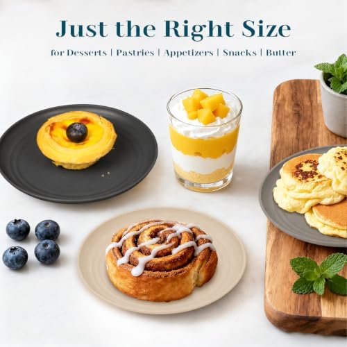 5.7in Wheat Straw Plates Sets of 8, Dessert Plates - BlackBeige - Image 6