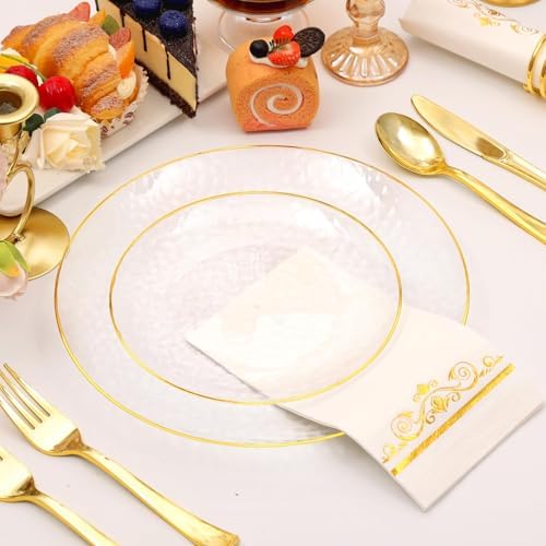 150 Pcs Clear Plastic Dinnerware Set, Disposable Plates for 25 Guests - Image 5