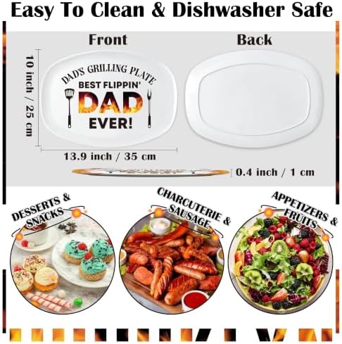R HORSE Dad Melamine Grill Platter Gift, White Oval Barbecue Serving Tray - Image 3