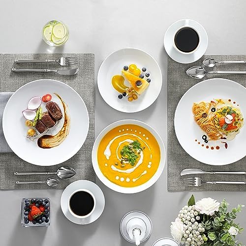MALACASA 30-Piece Porcelain Dinnerware Set, White Round Dish Set for 6 - Image 6