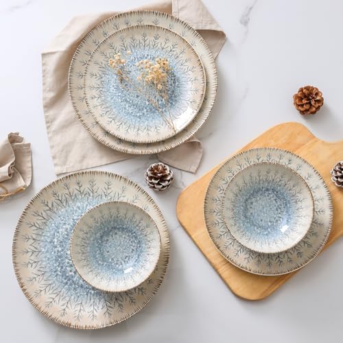 DOMICREVERY Ceramic Dinnerware Sets for 4, 12 pcs Plates and Bowls Sets - Image 4