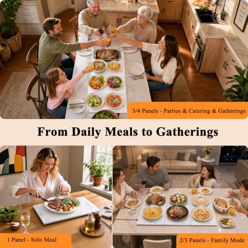 FYY Electric Warming Tray - 4-Panel Food Warmers for Parties Buffet Marble - Image 2