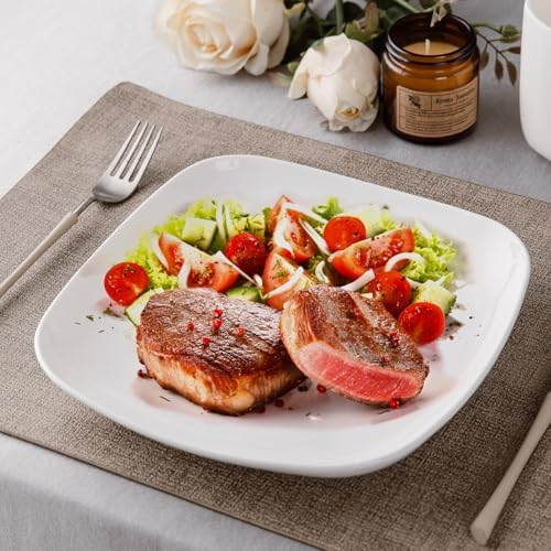 Ceramic Square Dinner Plates,9 Inch Square Serving Plate for Steak, Pasta, Salad, Snacks, Dessert, Appetizer Plates-Set of 4 - Image 7