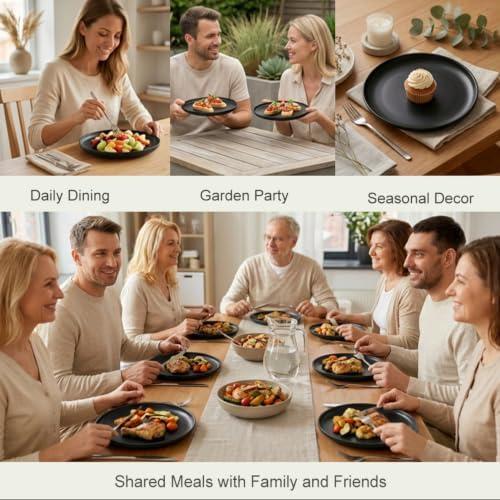 4Pcs Matte Ceramic Dessert Plates, 6In Black Round Appetizer Plates - Image 7