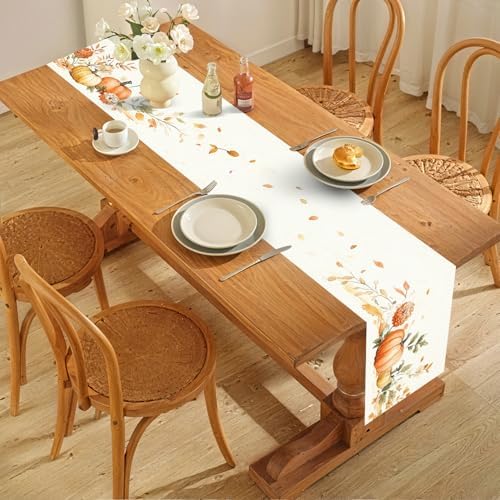 ANNA QUEEN Pumpkin Harvest Table Runner and Placemats Set of 6, 13"x72" Table Runner with 12"x18" Placemats, Rustic Fall Dining Set for Thanksgiving, Autumn Kitchen Decor - Image 7