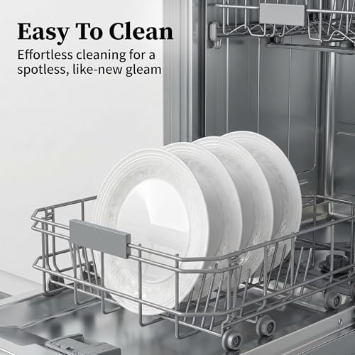 Bone China Salad Plates Set of 6, 8 Inch White Dessert Plates - Image 5