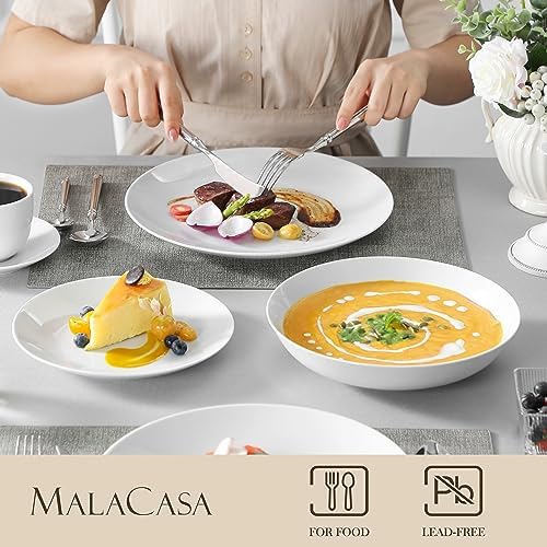 MALACASA 30-Piece Porcelain Dinnerware Set, White Round Dish Set for 6 - Image 3