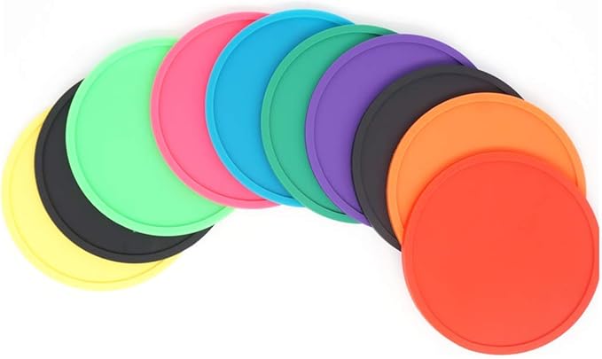 4" Non Slip Coasters Heat Insulation Colorful Unique Slice Silicone Drink Cup Mat,Anti-Slip Cup Coasters Protect Furniture and Table from Water Marks and Scratch Damage.Mixed Color(10pcs)