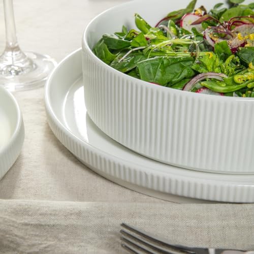 Gibson Home Plates and Bowls Set, 16 Piece Dinnerware Set for 4, Embossed - Image 4