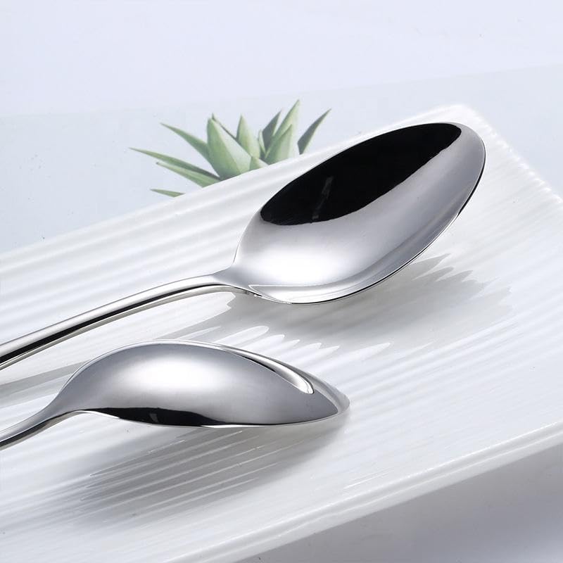 HornTide 6-Piece Dinner Spoon Set Table Spoon Flatware Stainless Steel Mirror Polishing 7-Inch 18cm - Image 4