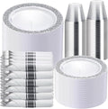 WELLIFE 700 Pieces Silver Disposable Plastic Dinnerware, Includes:100 Dinner Plates, 100 Dessert Plates, 100 Cups, 400 Pre Rolled Napkins with Silver Cutlery by WELLIFE