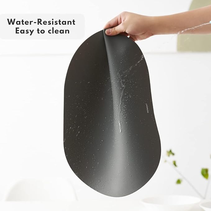 Clay Pink Oval Silicone Placemats Set of 6 – Heat Resistant, Waterproof, Easy to Clean Non-Slip Modern Dining Table Mats – Premium Leather Textured Japandi Kitchen Decor