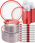 Goodluck 700 Pcs Red Plates and Napkins Party Supplies, Clear Plastic Plate by GoodLuck