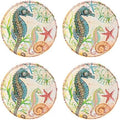 UP UPware Seahorse Melamine Round Dessert Plates, Small Serving Plates, for Appetizer, Snacks, and Side Dishes, Multicolor, 6 Inch, Set of 4 by UPware