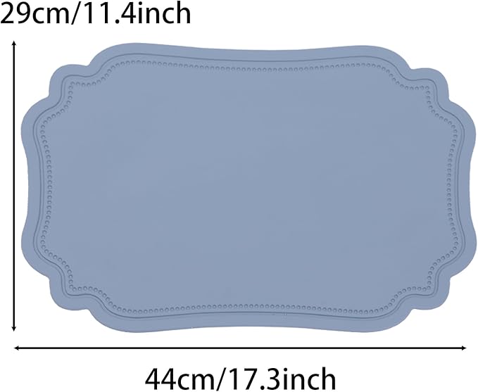 XINYUN Leather Placemats Set of 6 for Dining Table Blue Faux Leather Placemat Wipeable Heat Resistant Non Slip Waterproof Place Mats Anti Oil Eco-Friendly Decorate Table Mats Patio Placemats, Large