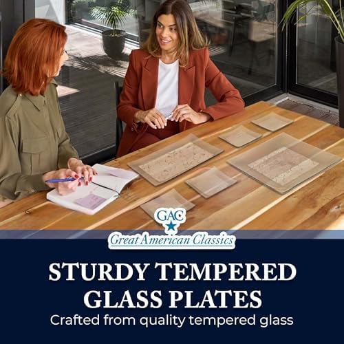 Tempered Glass Dessert Plates – 6 Inch Elegant Square Appetizer Plates, Modern Serving Dishes for Snacks, Salads & Sweets, Durable, Microwave & Dishwasher Safe – Set of 4, Silver Rain Flower - Image 7