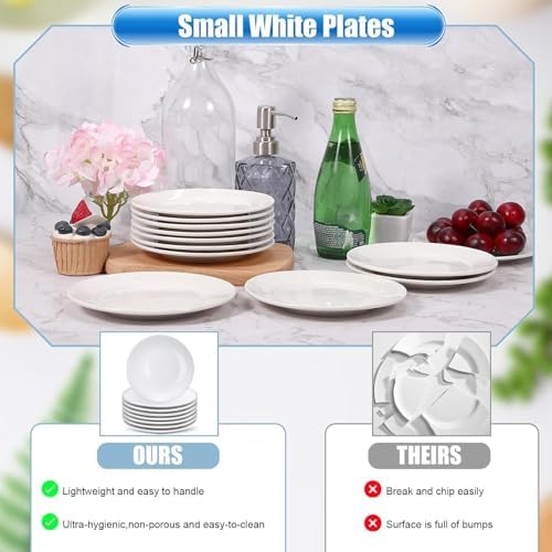 8 Pcs Porcelain Dessert Plates, Round Small White Plates, 6 Inch - Image 5