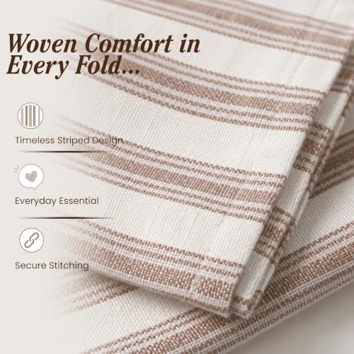 TWINY threads 12Pcs 100% Cotton Cloth Napkins, 18"x18", Reusable, Brown - Image 6