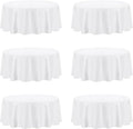 PureFit 6 Pack Round White Table Cloths 70 Inch for Round Tables, Stain and Wrinkle Resistant Table Linens for Home Use, Wedding, Party, Banquet and Camping