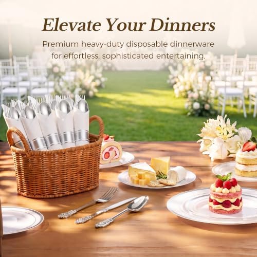 Goodluck 400PCS Silver Fancy Wrapped Silverware Set Disposable - Image 4