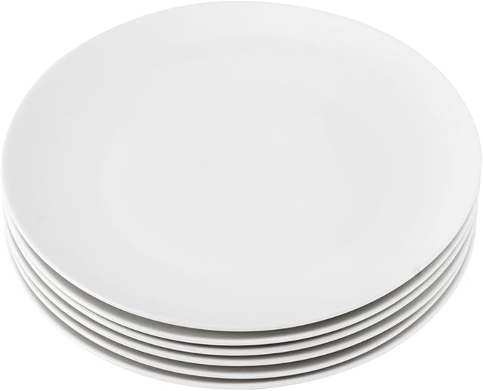 8 Inch White Ceramic Plates Set of 6 – Porcelain Round Plates for Salad, Appetizer, Dessert, Snack, Bread, Side Dish, Small Dinner, Kitchen Tableware, Everyday Dishes, Microwave Safe