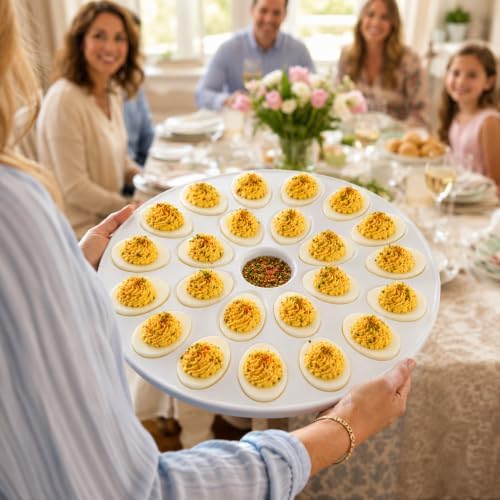 HIC Kitchen Deviled Egg Dish, 13.25-Inch, Fine Porcelain, Holds 24 - Image 5