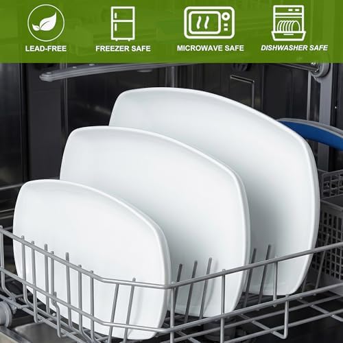fMBB Large Serving Platter Set of 3, 16/14/12 Inch Porcelain Rectangular Serving Trays White Ceramic Plates for Party Entertaining, Appetizer Fruit Cookie Tray Platters for Wedding Shower Dinner - Image 3