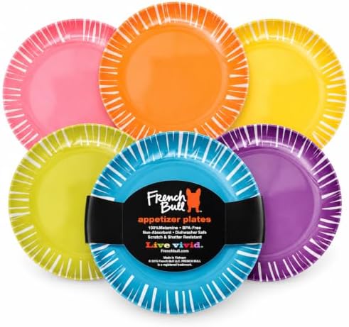 French Bull Melamine Assorted Plates-6 Piece Set -Melamine Dinnerware-Platter, Serving, Party, Platter, Dish (6" Appetizer Plate, Fringe) by FrenchBull