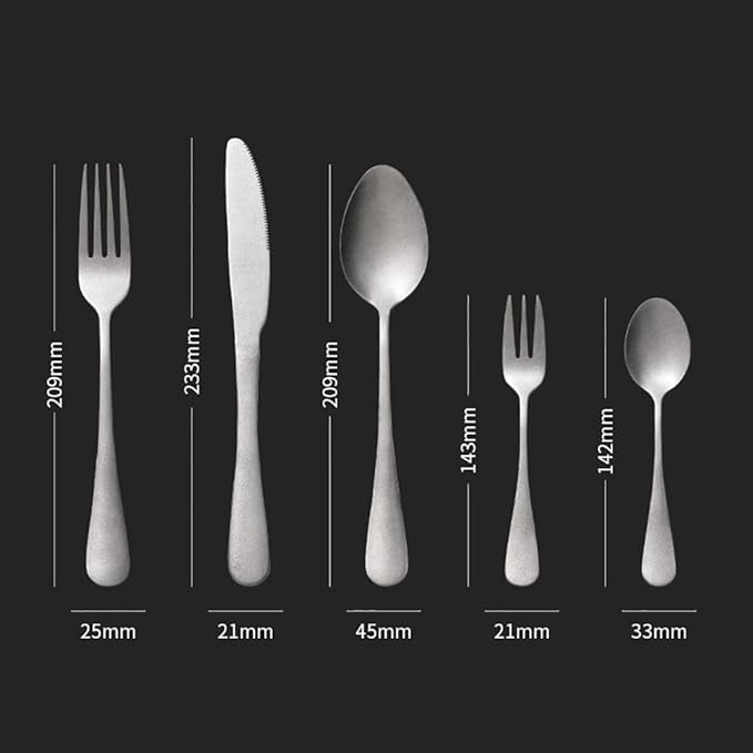 Matte Silverware Set for 14 Stainless Steel Flatware Set Vintage Style Delicate Cutlery Utensils 70 Piece Include Knives Forks and Spoons Tableware Set for Home Kitchen Wedding Restaurant