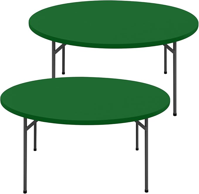 Round Spandex Tablecloth 2 Pack, Elastic Fitted Waterproof Tablecloths for 25"-30" Tables, Stretch Washable Picnic Table Cover for Camping, Dining, Indoor and Outdoor, Emerald Green