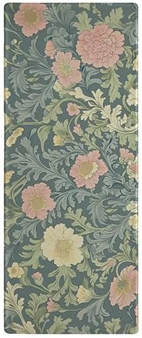 Color&Geometry Floral Kitchen Mat 24"x87", Anti Fatigue Kitchen Mats for Floor, Kitchen Rugs Non Slip, Waterproof & Oil Proof Padded Runner for Standing Desk Office, Sink - Dusty Blue