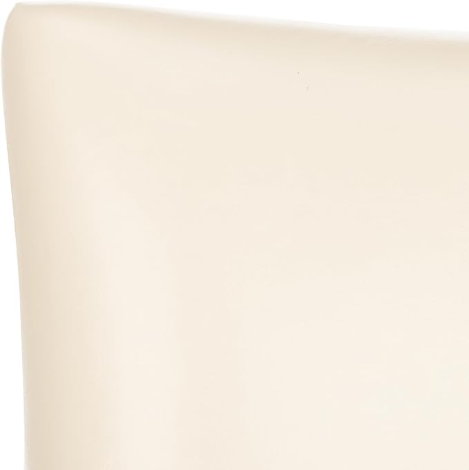 SAFAVIEH Home Collection - Lotus Flat Cream Faux Leather Dining Chair, Modern Nailhead Trim Accent Chair, Sturdy Black Legs (MCR4700B)