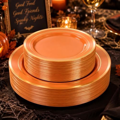 BESTVIP 100PCS Orange with Gold Plastic Plate - Image 7