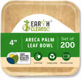 4" Areca Palm Leaf Square Bowls Compostable Biodegradable Eco-Friendly Bowls Natural Disposable Bowls, Perfect for Picnic Catering, Dessert, and Wedding (Pack of 200)