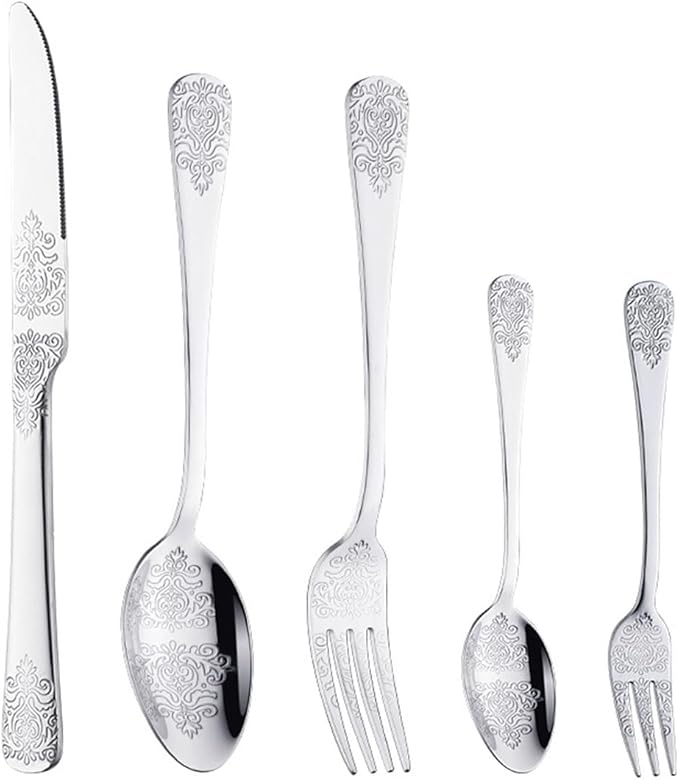 IKXO Silverware Set 60 Piece Silver Flatware Set for 12,Stainless Steel Flatware Cutlery Set For Home Hotel, Kitchen Utensils Set Include Fork Knife Spoon,Mirror Polished,Dishwasher Safe