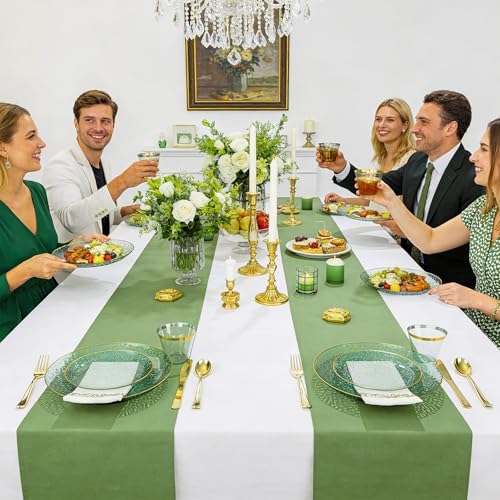 DaYammi 175PCS Green Plastic Dinnerware Set for 25 Guests - Image 6