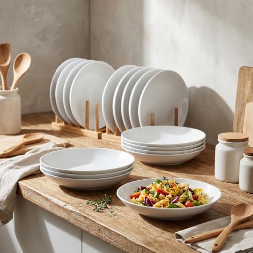 Vesici 12 Pcs 8.46 Inch Melamine Dinner Plates White Salad Dessert Plates - Image 3