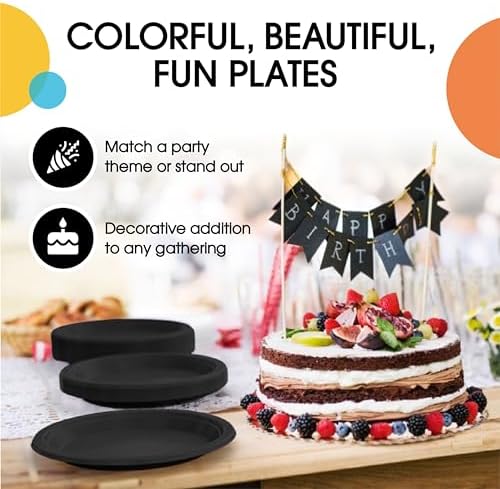 Exquisite Party Solids Black Plastic Plates For Party 7" Black Disposable Plates For Party Supplies 100 Pcs Plastic Dinnerware Sets Heavy Duty 350 GSM Disposable Dinnerware Set - Image 5