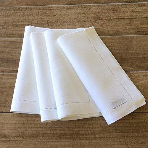 White Linen Hem Stitch Dinner Napkins - Set of 12 20"x20"-Ladder Hem Stitch 100% Linen Cloth Napkins-Super Value Bulk 12 Pack - Image 7