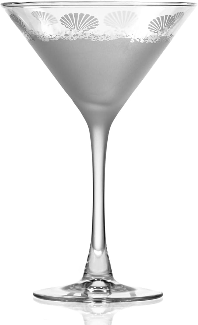 Rolf Glass Sea Shore Martini Cocktail Glass | Stemmed 7.5 oz. Martini Glasses | Lead-Free Glass | Diamond-Wheel Engraved Cocktail Glasses | Designed and engraved in the US (Set of 4)